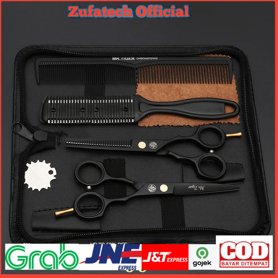 MrTiger Gunting Rambut Professional Barber Hairdressing Scissors 5.5 Inch 2 PCS with Razor Comb