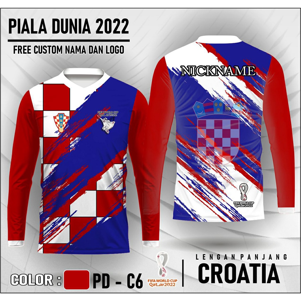 Baju piala dunia qatar 2022 team croatia/kaos jersey tim kroasia lengan panjang