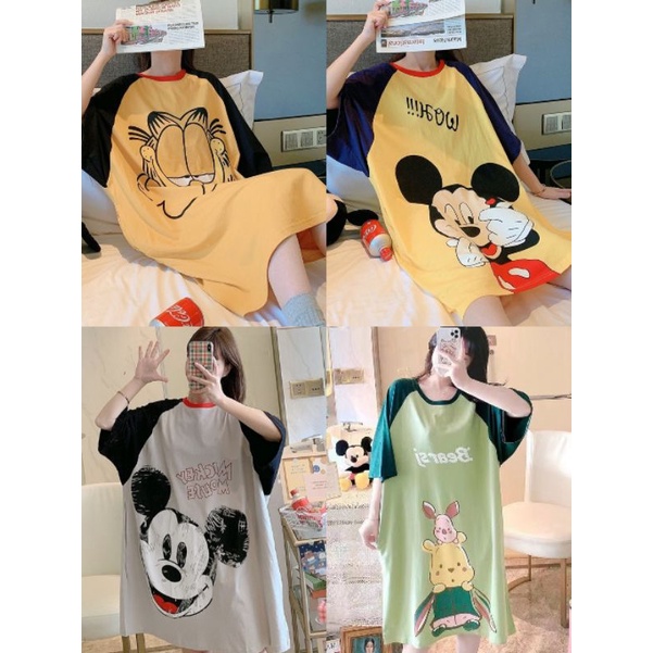 Daster Baju Tidur Lingerie Pakaian Tidur Wanita Import Daster Motif Kartun Lucu Korea Fit XXL 40730
