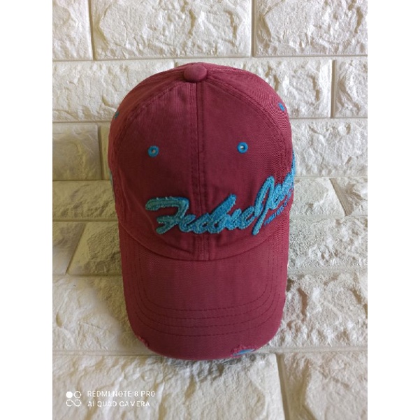 Topi second murah Fubu Jeans Maroon faded colour & ripped Cap 2nd.used.PL