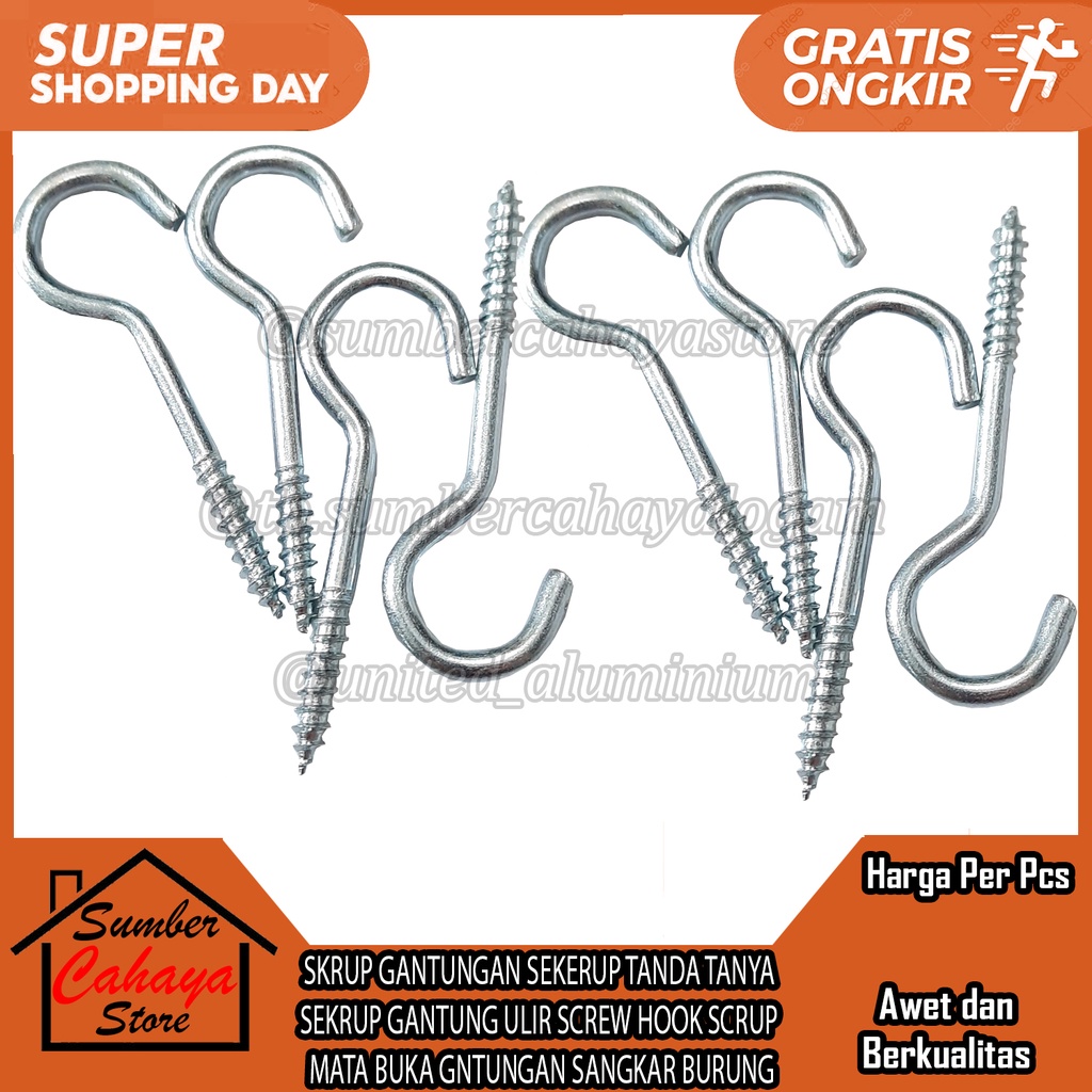 Jual Skrup Gantungan Sekerup Tanda Tanya Sekrup Gantung Ulir Screw Hook