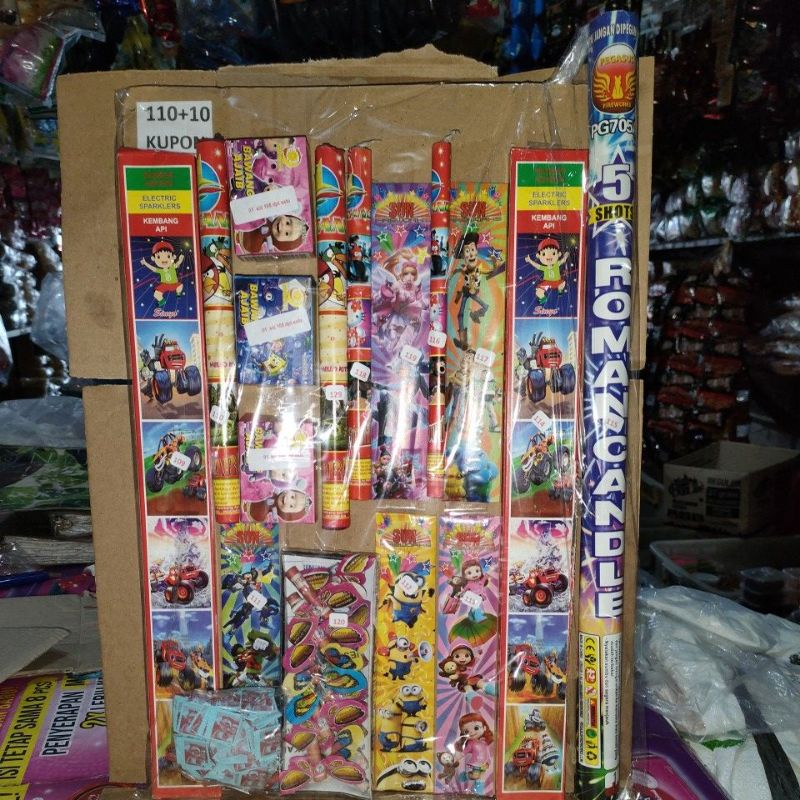 aneka mainan kembang api papan 110+10 kupon kempi