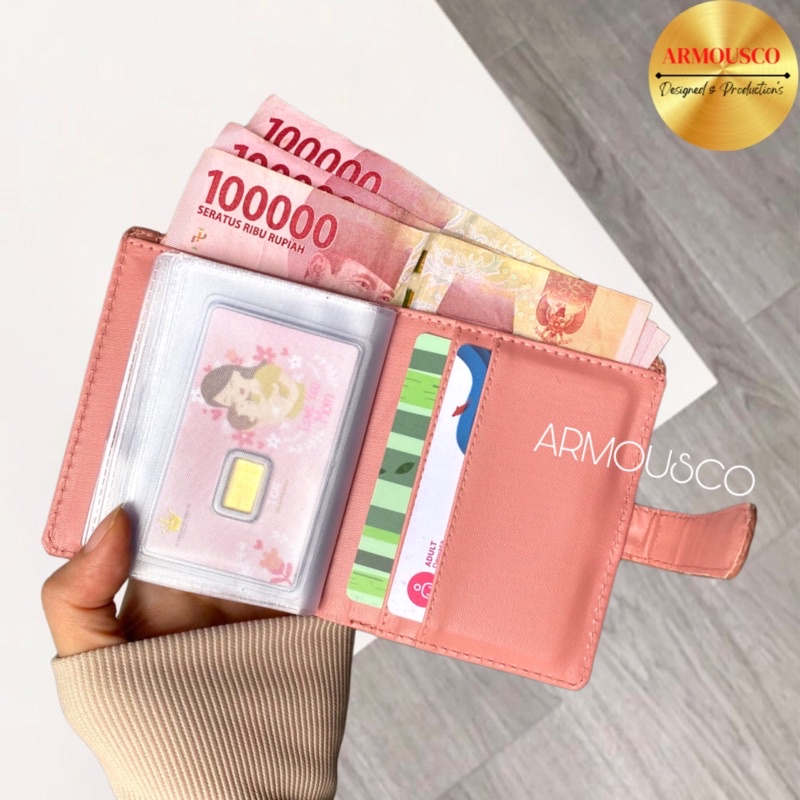 DOMPET KARTU PRIA WANITA ALBUM KULIT POLOS TUTUP KANCING TERMURAH