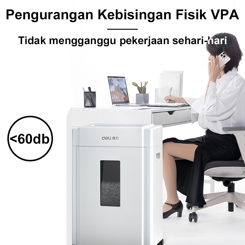 Deli Mesin Penghancur Kertas Elektrik 1 Tahun Garansi Alat Penghancur Kertas Cakram Kartu Pisau Baja Nitrida 23L A4 8 Lembar Paper Shredder