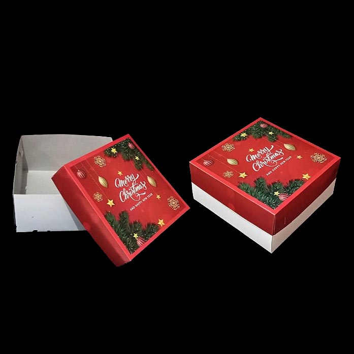 

5 Pcs Box Cake Natal Kardus Bolu Chiffon Brownies Christmas Packaging Kotak Kue Lapis Legit Ukuran 25x25x12 cm