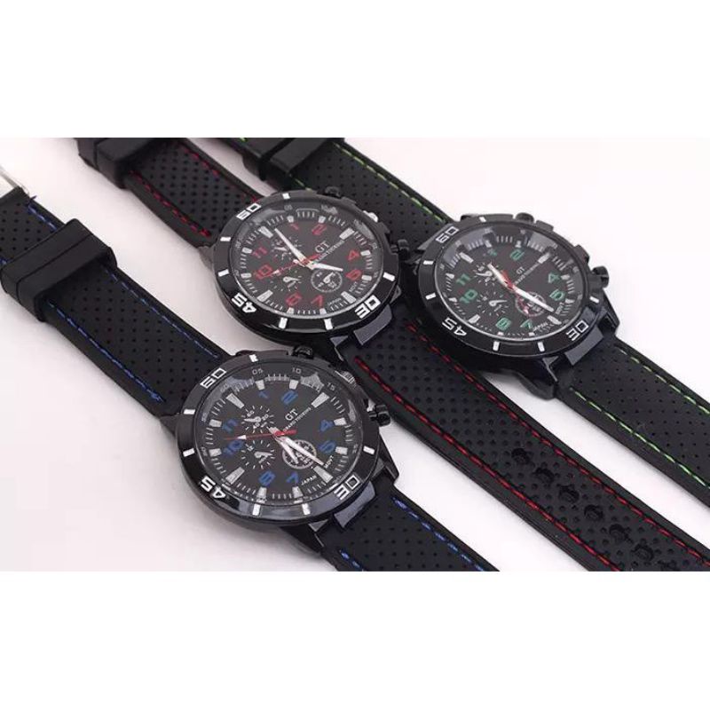 Jam Tangan GT Sport Pria Quartz Fashion Korea Casual Analog Rubber