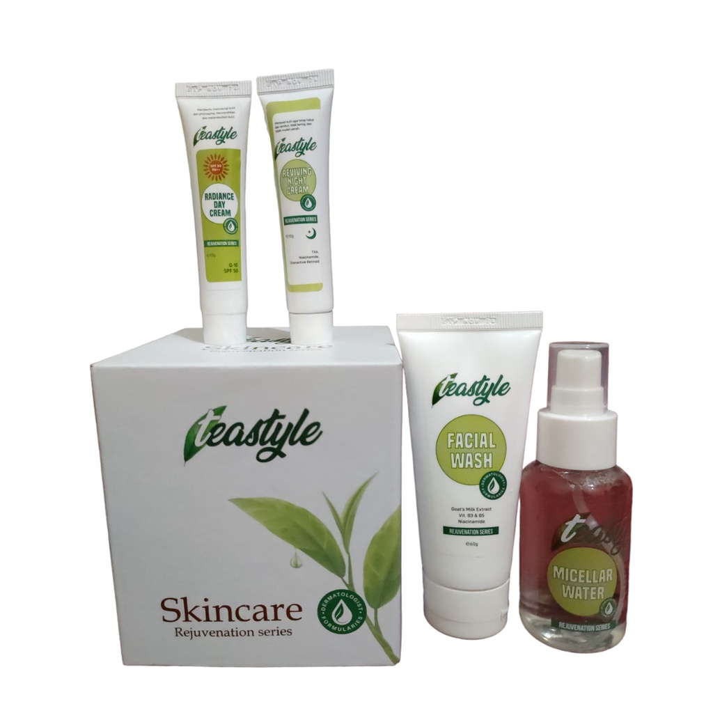 Teastyle Skincare / Skin Care Original Paket Lengkap, Micellar Water, Facial Wash, Brightening Dar Cream, Reviving Night Cream