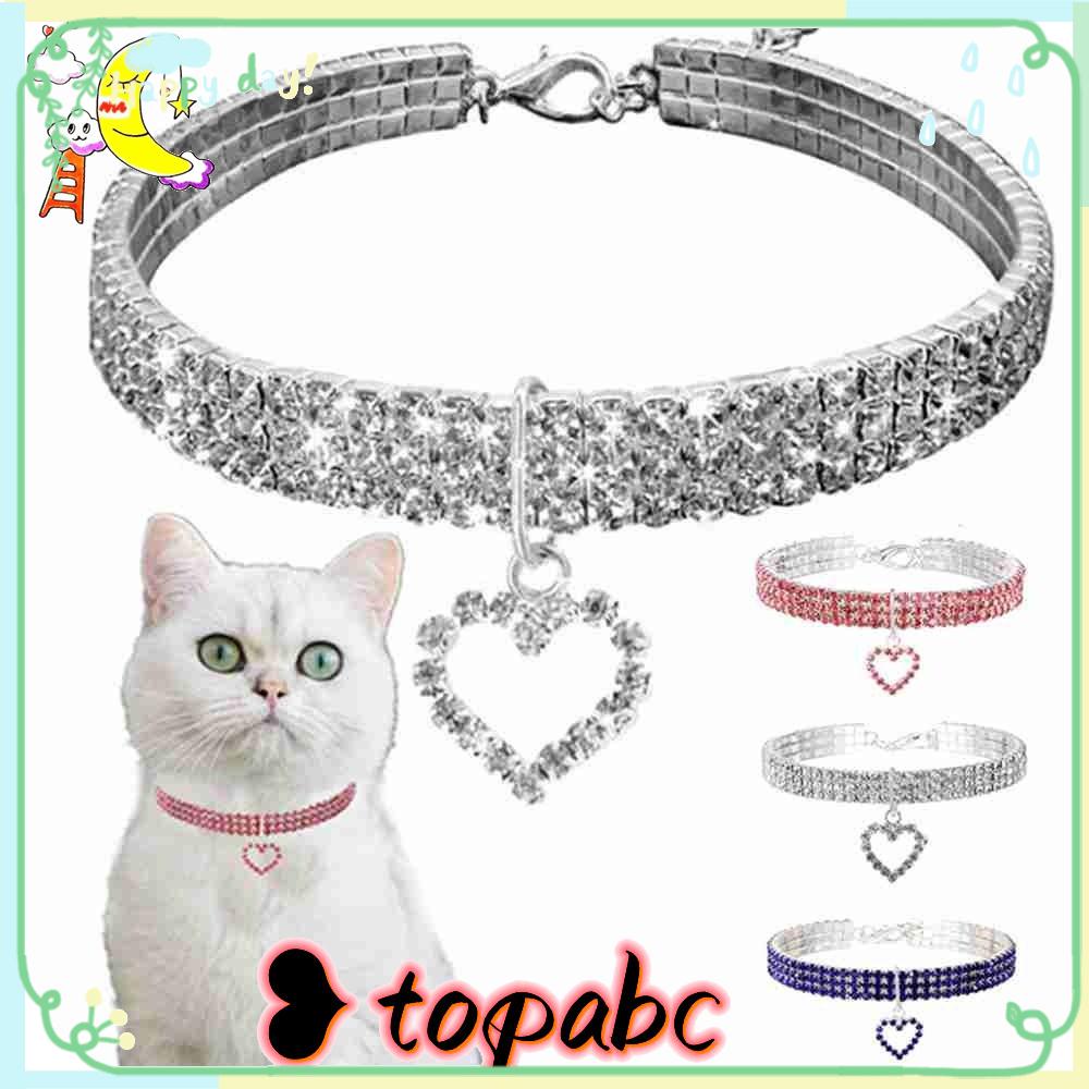 Top Anjing Berlian Imitasi Kerah Elastis Kucing Perhiasan Adjustable Kristal Berlian Liontin