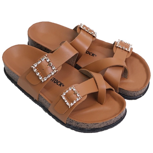 LAPEPA YUK - Dunkenstock KIARRA Sandal Wanita Jepit Tinggi 2cm Size 36 - 40 Tidak Licin Sendal Japit Beleza Wedges Slop Birken Dunkenstok Rumah Belezza 37 38 39 Warna Brown Coklat Bellezza Kekinian Premium Terbaru Shoes Ori Original Mall Official Store