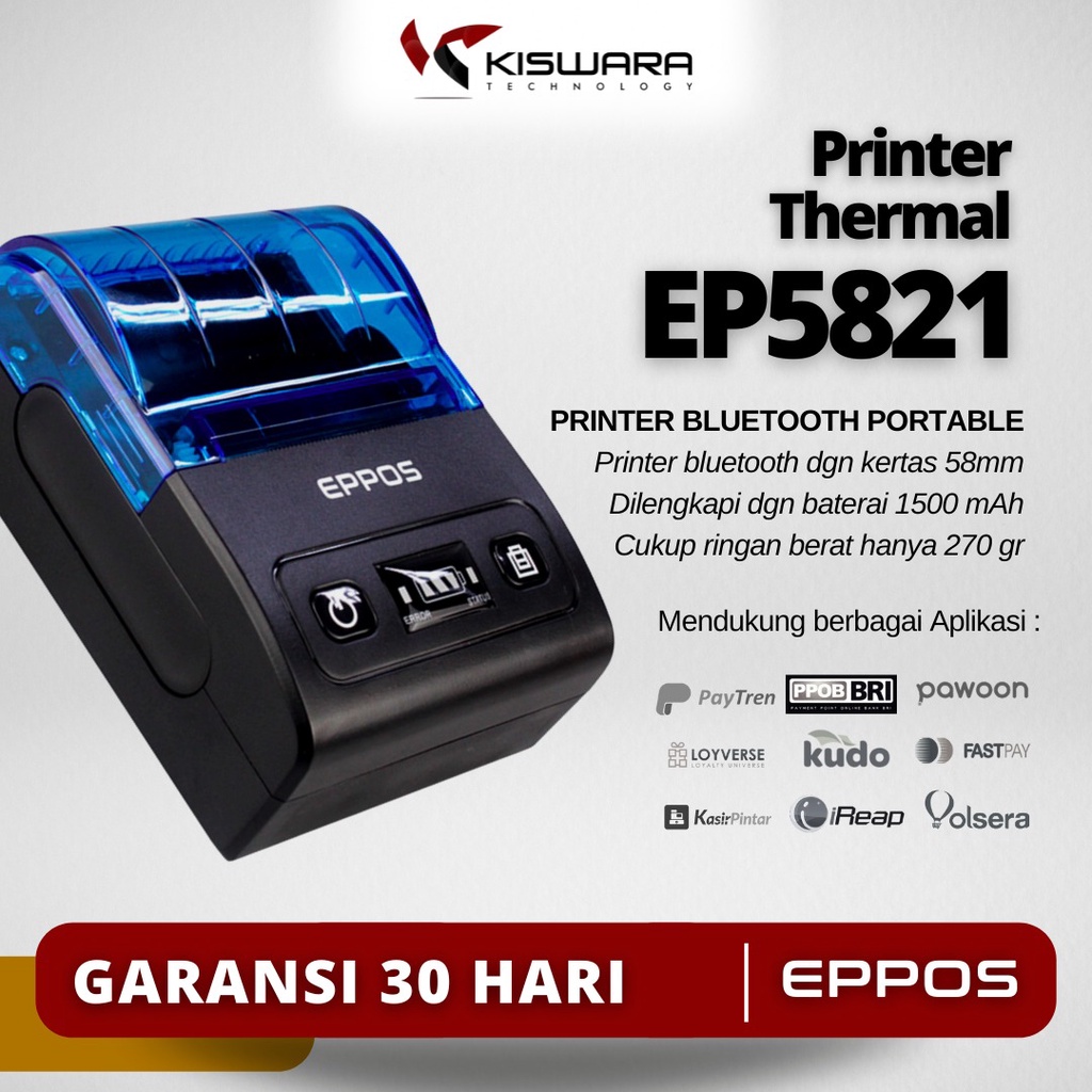 MINI PORTABLE BLUETOOTH THERMAL PRINTER PPOB/KASIR 58MM EPPOS BATERAI