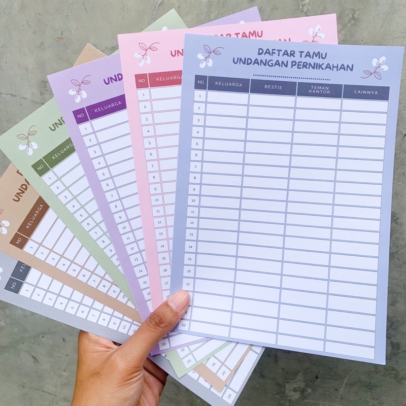 wedding planer | list tamu undangan isi 480tamu/6 lembar
