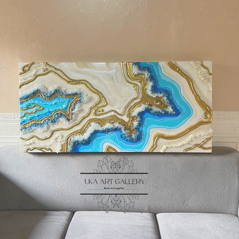 RESIN GEODE WALL ART 100X50 CM RESIN ART LUKISAN DINDING