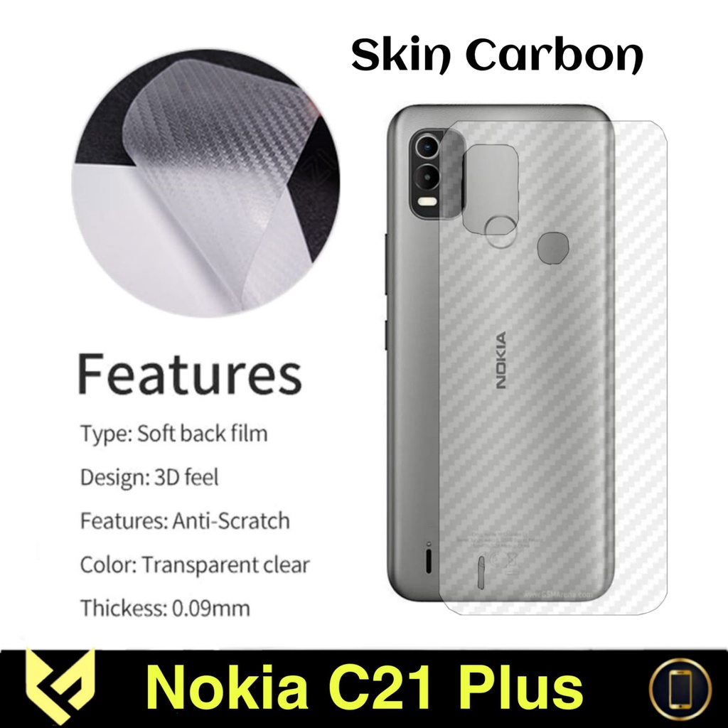 Promo Garskin Carbon NOKIA C21 Plus Anti Gores pelindung body belakang handphone anti jamur