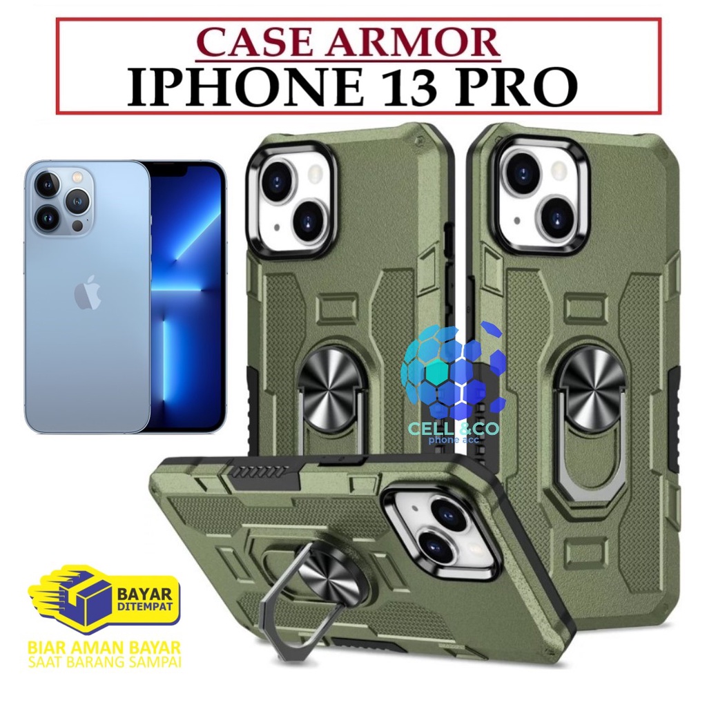 Case Armor IPHONE 13 PRO Iring Cincin Magnetic Kesing Hp Protect kamera Premium Hard Case Standing Robot Pelindung Kamera