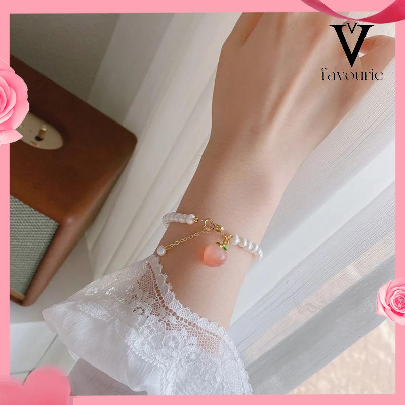 CODGelang Mutiara Persik Pelajar Wanita Niche Design Sisters Couple Best Friends Gelang-FA