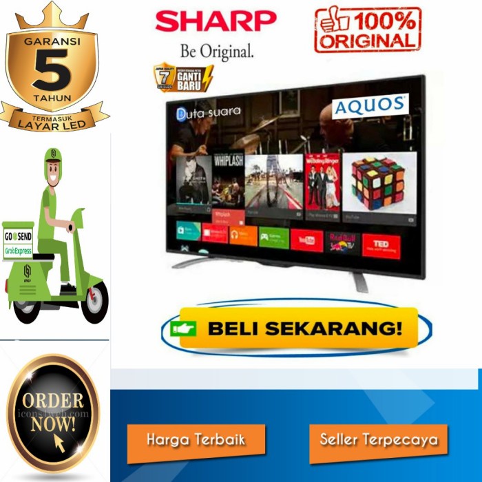 TV LED SHARP 32 Inch Digital Smart TV Full HD Upscaling Garansi Resmi