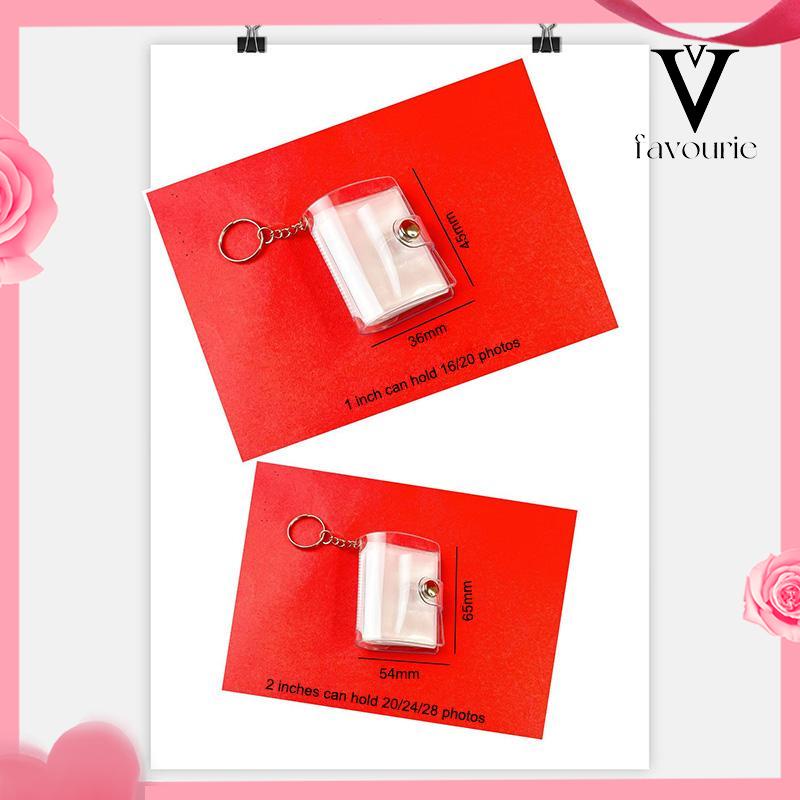 COD1 &amp; 2 Inch Mini Photo Album 16 Pockets KeyRing Key Ring Shiny Transparent Foto Binder Kecil Card Holder Keychain Gantungan Kunci Jelly Color KPOP Koleksi Ganci pacar memory kenangan hadiah potret -FA