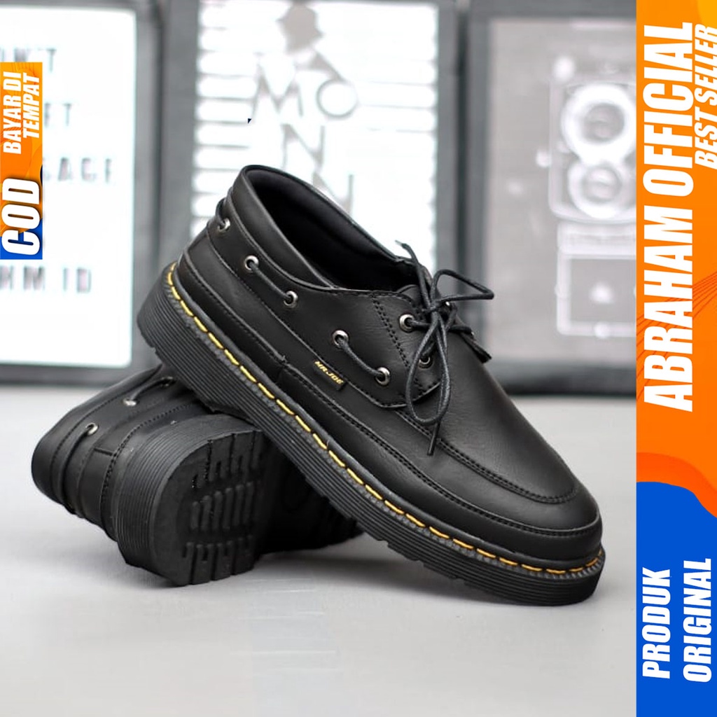 Sepatu Formal Pantofel Kerja Pria Docmart Low Boots Hitam Abraham Rooney