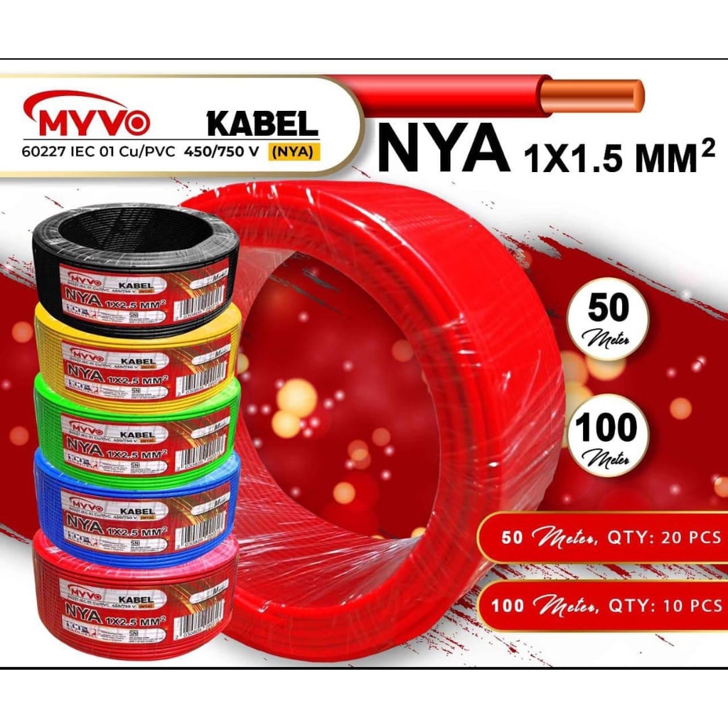 KABEL NYA MYVO MERAH 1X1,5MM 50M