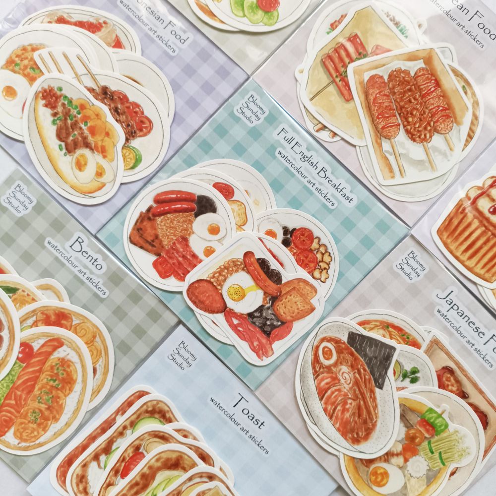

BLOOMY SUNDAY STUDIO Food Sticker Pack / Stiker Die Cut Ilustrasi