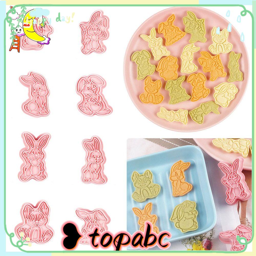 Top 8pcs/set 3D Easter Rabbit Alat Kue Pastry Dekorasi Plastik Bunny Cookie Cutter