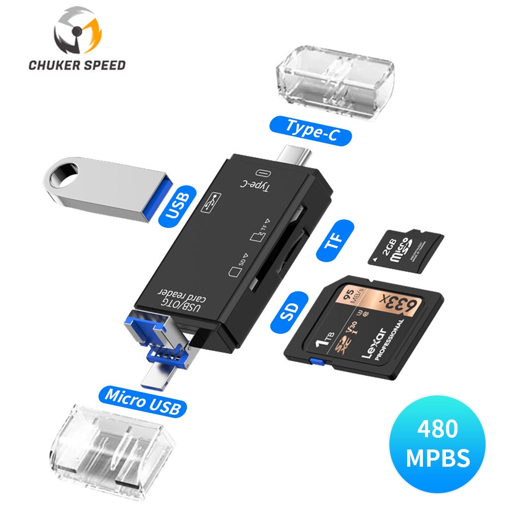 Tipe C Adaptor OTG TF Micro USB SD Card Reader Kartu Memori USB Untuk Macbook Samsung Huawei XiaoMi Laptop Ponsel Tipe-C