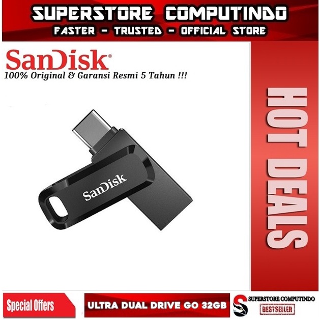 Flashdisk OTG SANDISK Ultra Dual Drive GO 32GB Type-C SDDDC3 Black