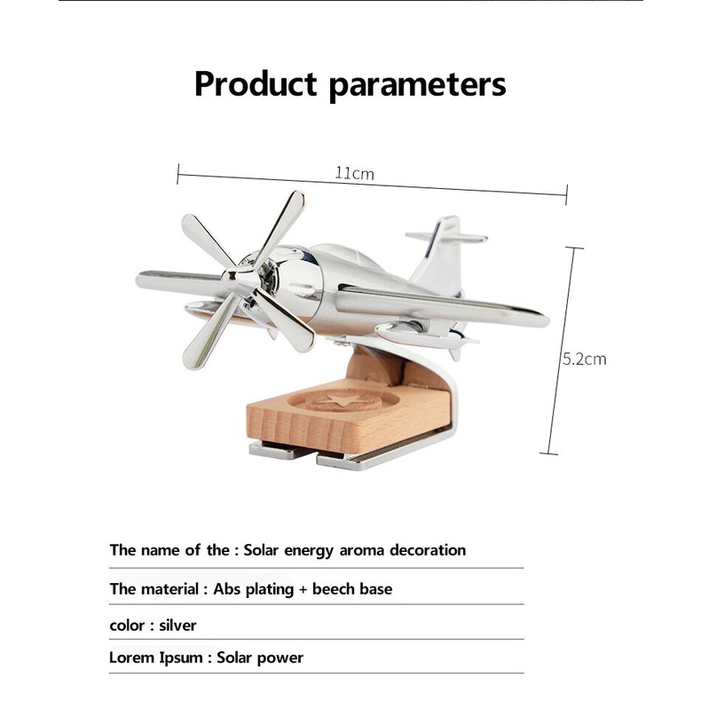 Pewangi Aromatherapy Pajangan Pesawat Dashboard Mobil Tenaga Surya