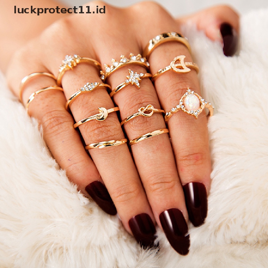 /Fashion Hot// Fashion// 13pcs/set Wanita Tumpuk Cincin Diatas Knuckle Rings Rtro Desain Sederhana Perhiasan Hadiah.