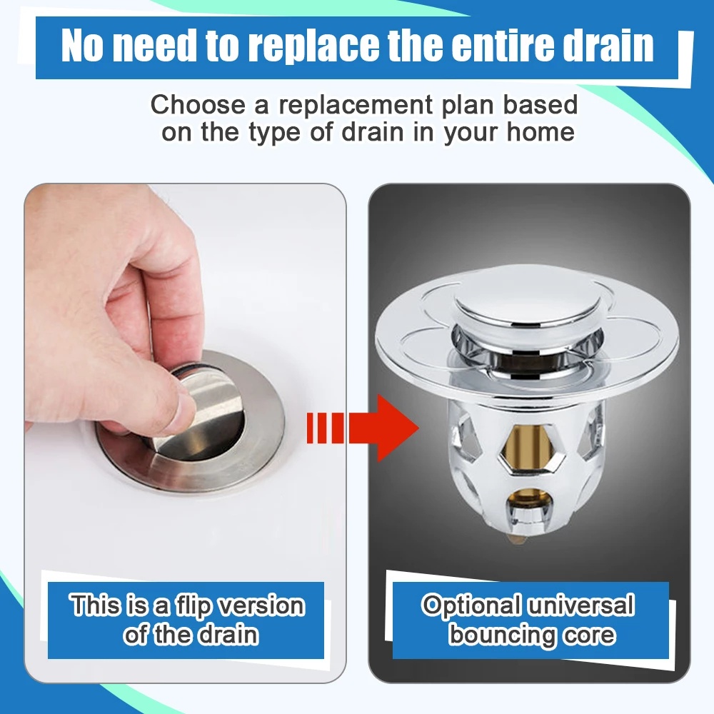 Saringan Got Lantai Anti Bau Floor Drain Bak Mandi Rambut Bulu Trapper Tekan-Tipe Sink Strainer Wastafel Bounce Core Pipa Anti Sumbat Drainase Untuk Toilet Dapur Kamar Mandi