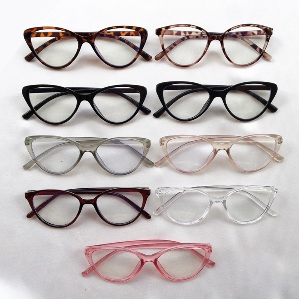 BRGUNIK Kacamata Korea Wanita Kacamata Anti Radiasi Retro Wanita Fashion Cat Eye Eyeglasses Versatile Optical Glasses G026