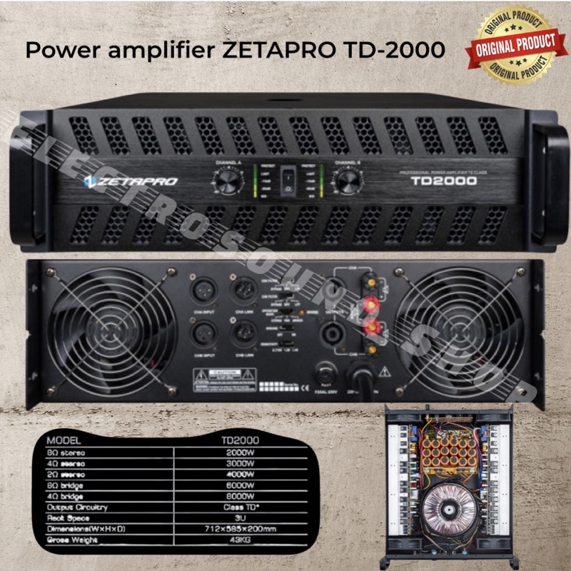 POWER AMPLIFIER ZETAPRO TD2000 / ZETAPRO TD 2000 / ZETAPRO ORIGINAL