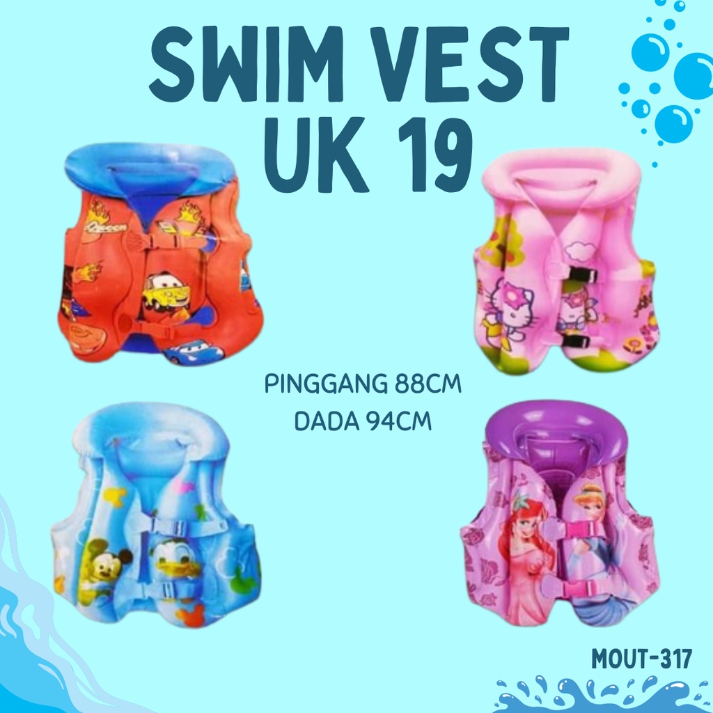 SWIM VEST 19 Rompi Pelampung air tiup anak pengaman renang alat berenang jaket anak-anak karakter kartun lucu cewek cowok