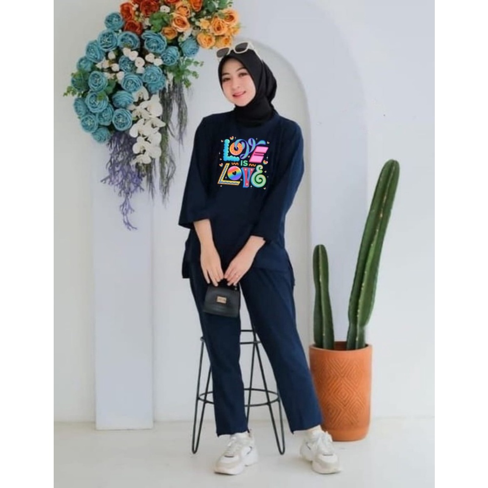 Setelan Tunik Love IS Love / Set Blouse Senyawa