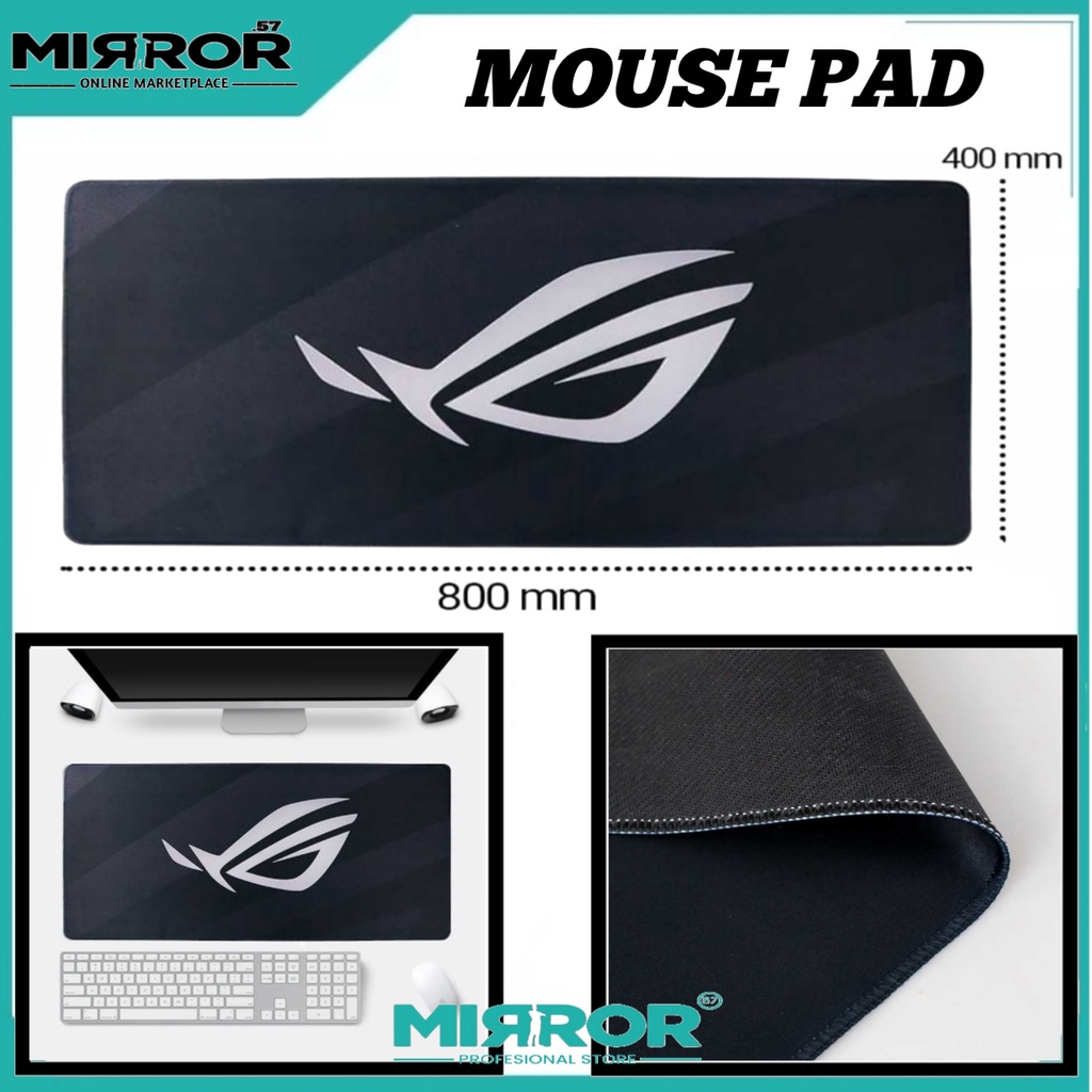 Mouse Pad Gaming XL Desk Mat Logo ROG 40 x 80 cm Bahan Soft, Anti Slip