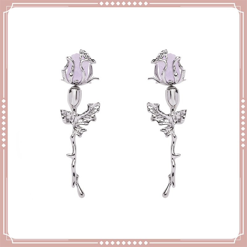 Aksesoris Anting Zirkon Mawar Temperamen Retro