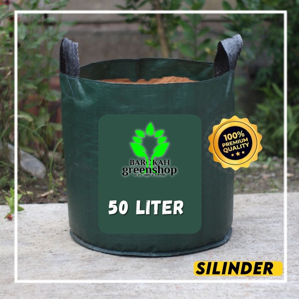 PLANTER BAG TEBAL 50 L HIJAU BULAT - pot - media tanam
