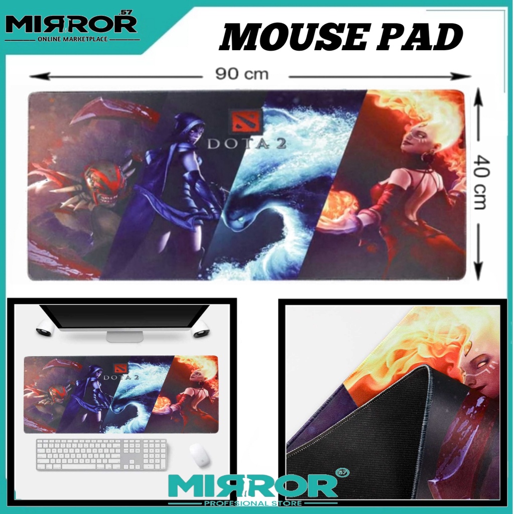 Mouse Pad Gaming XL Motif DOTA Matras Meja Besar 40 x 90 cm Bahan Soft, Anti Slip
