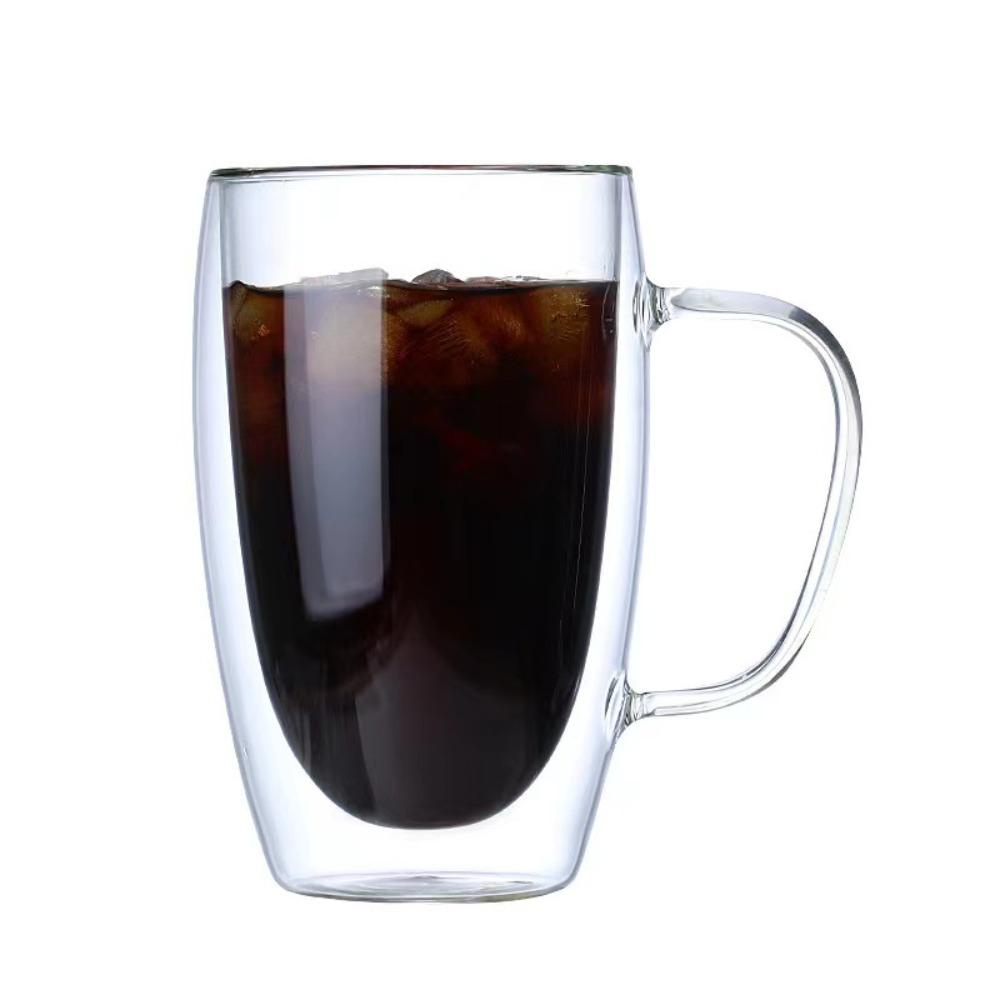 Preva Double Wall Glass Cup Tahan Panas Handmade Mini Whisky Cup Cangkir Kopi Espresso Breakfast Mug Transparan Bening