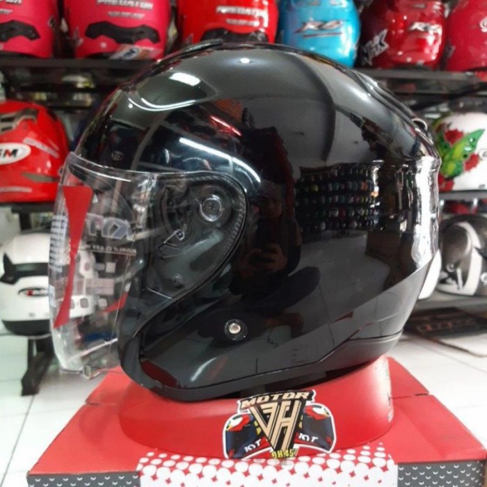 Helm Kyt Kyoto Solid Black Glossy Original Kyt