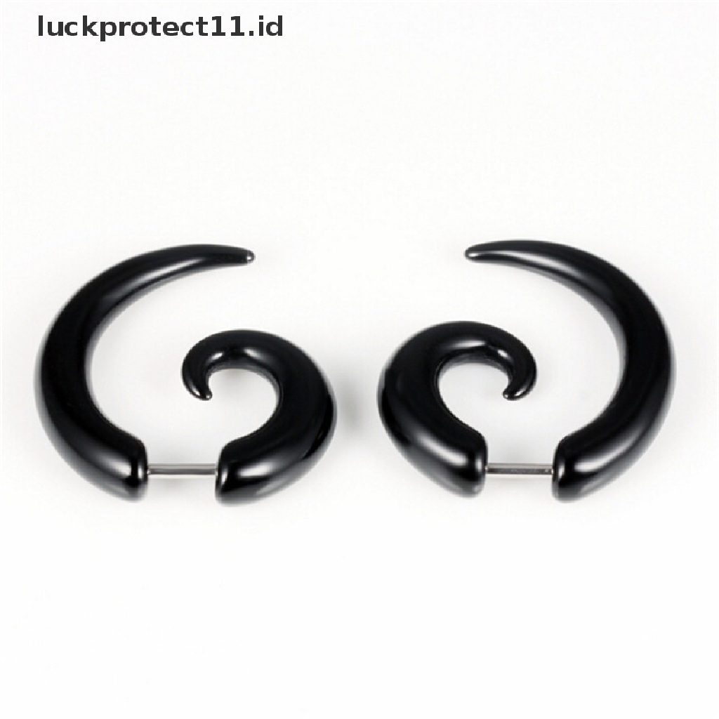 /Fashion Hot// Fashion// Fashion Keren Punk Stud Earrings Rock Pria Anting Hitam Wanita PVC Anti Alergi Anting.