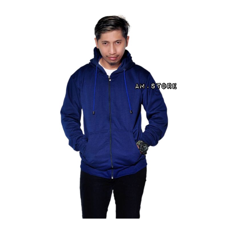AMSTORE- Jaket Hoodie Zipper Hitam polos,pria wanita/Unisex.