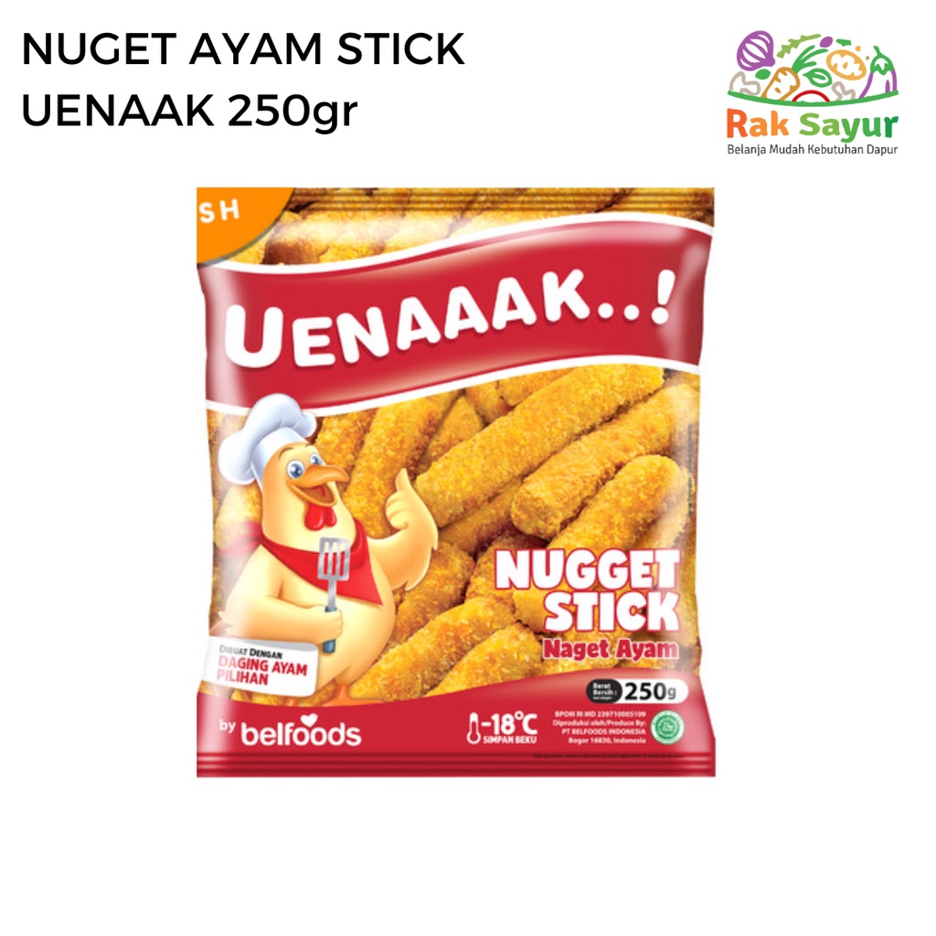 

Nugget Ayam Stick Uenaaak 250gr Frozen Food Rak Sayur Padang