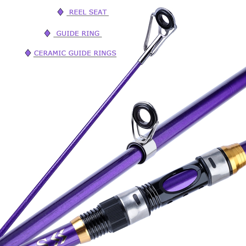 4 Warna Teleskopik Teleskopik Spining Fishing Rod Badan Batang Serat Kaca Dan Pegangan Pancing EVA Untuk Air Tawar (1.8m / 2.1m / 2.4m / 2.7m / 3.0m / 3.6m)