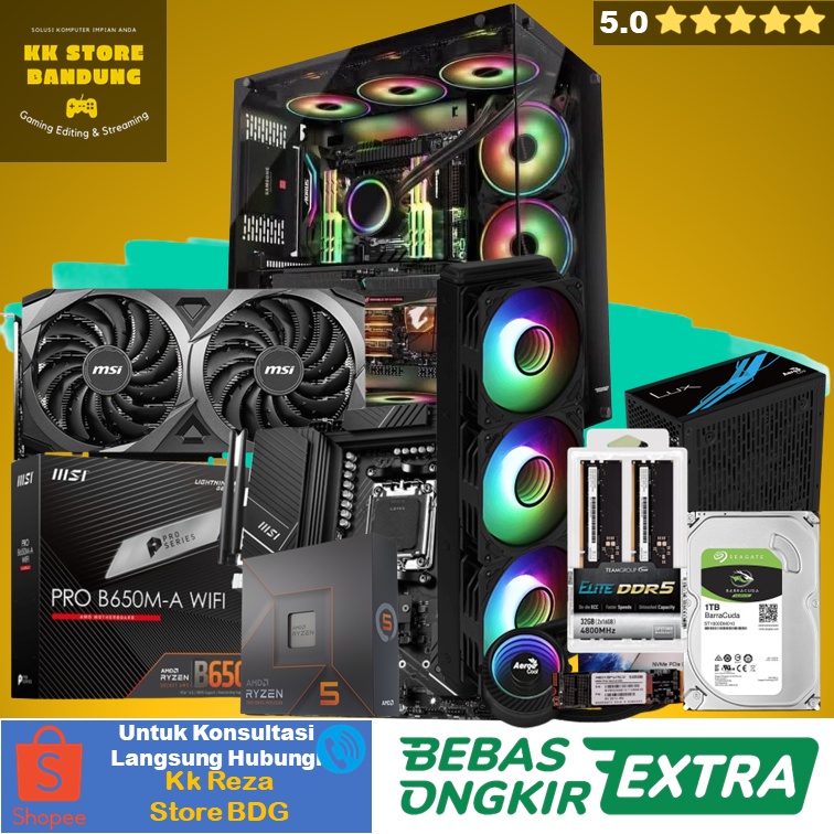 PC Gaming AMD RYZEN 5 7600X - RTX 3070 8GB -32GB D5 RAM PC RAKITAN Gaming