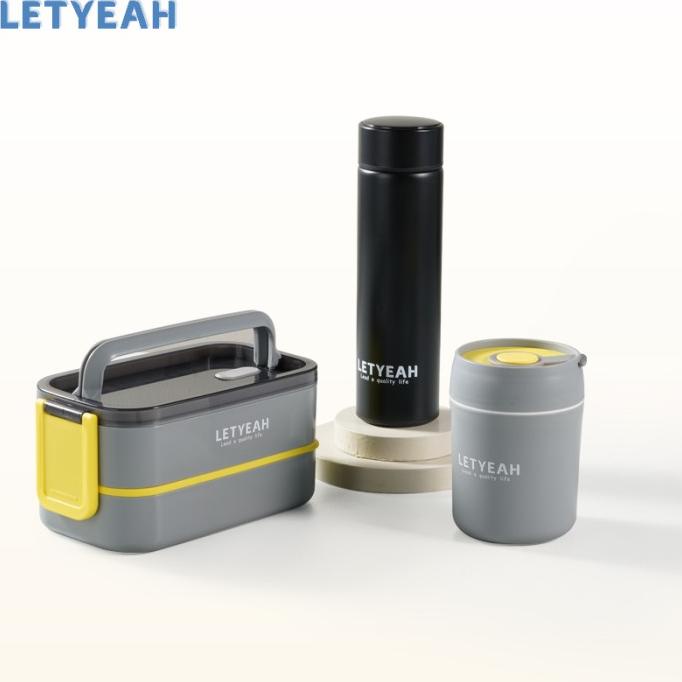 LetYeah 1600ml Lunch box set dengan 500ml cangkir sup dan led termos
