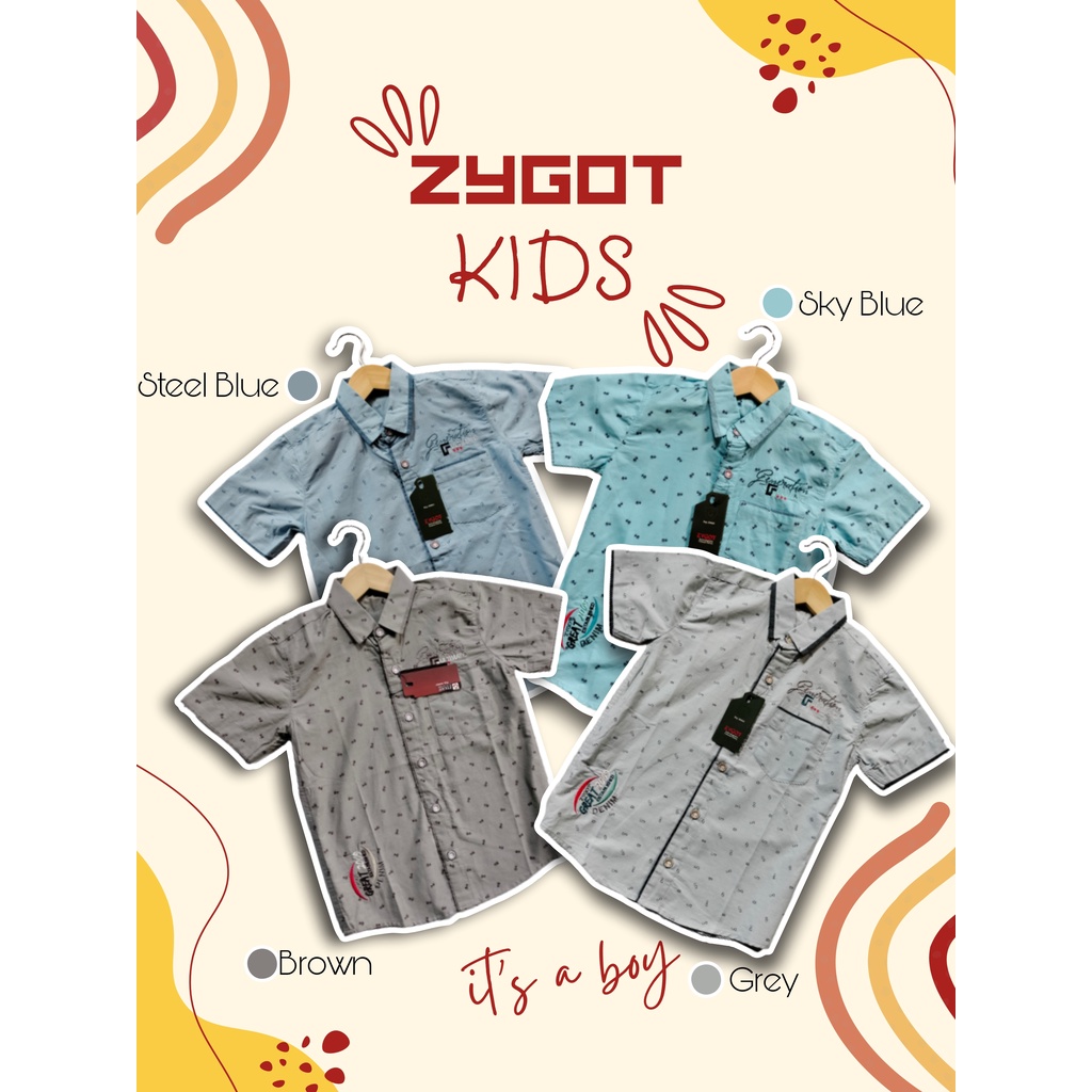 Kemeja Anak Laki-laki Lengan Pendek Bermotif By Zygot
