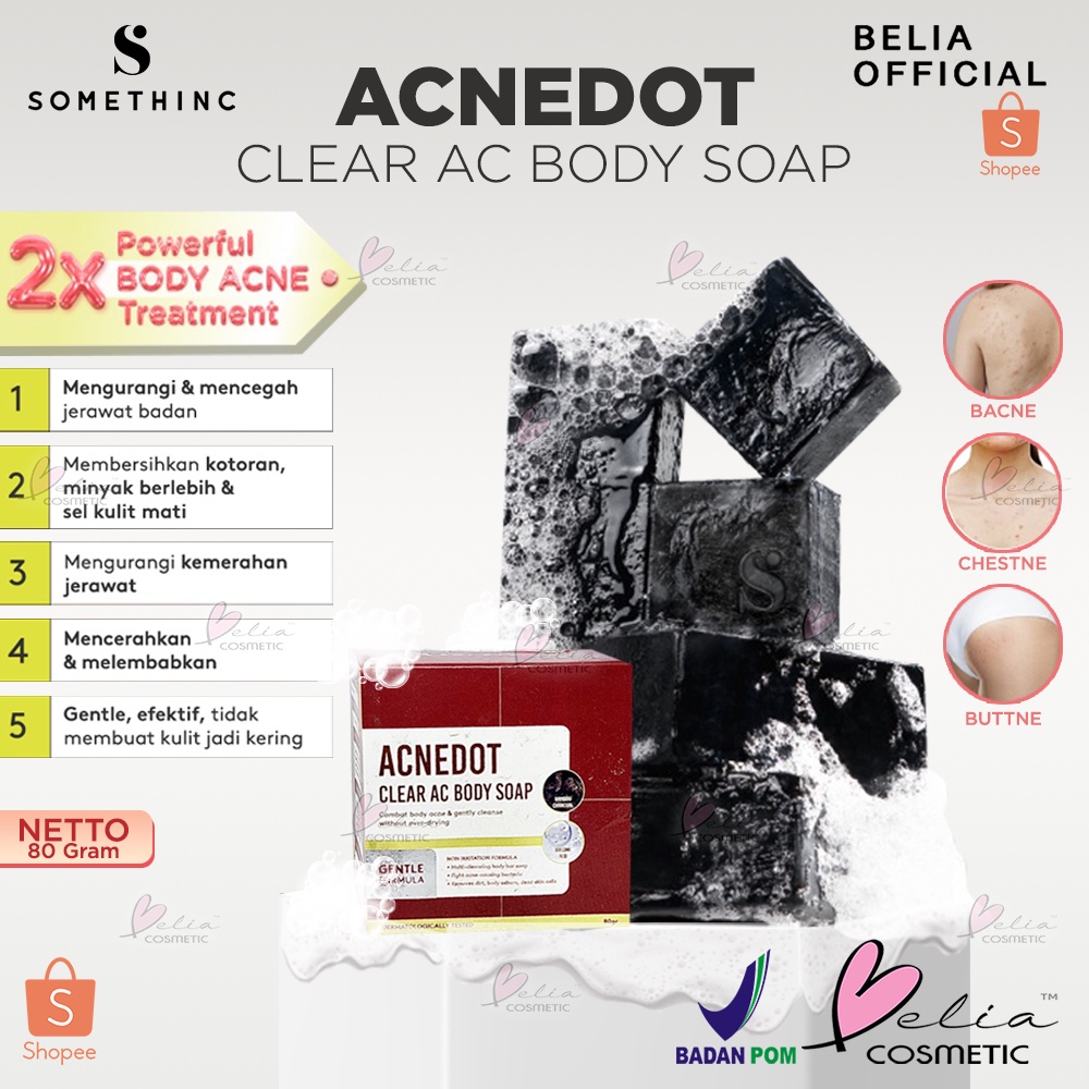 ❤ BELIA ❤ SOMETHINC Acnedot Body Soap 80g | Acne Shot | Low PH Cleanser | Sabun | Kulit Jerawat | BPOM