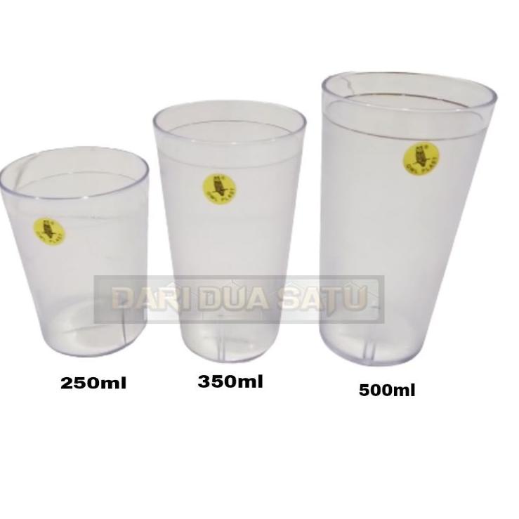 New Stock 6Pcs Gelas Melamin Gelas melamine  OWL Food Court Aklrilik Bening Anti Pecah 250ml 350ml 5
