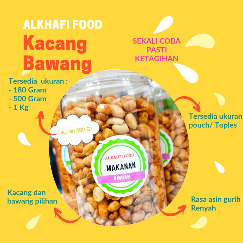 

KACANG BAWANG GURIH RENYAH TOPLES PREMIUM - 500 gr - ALKAHFI FOOD